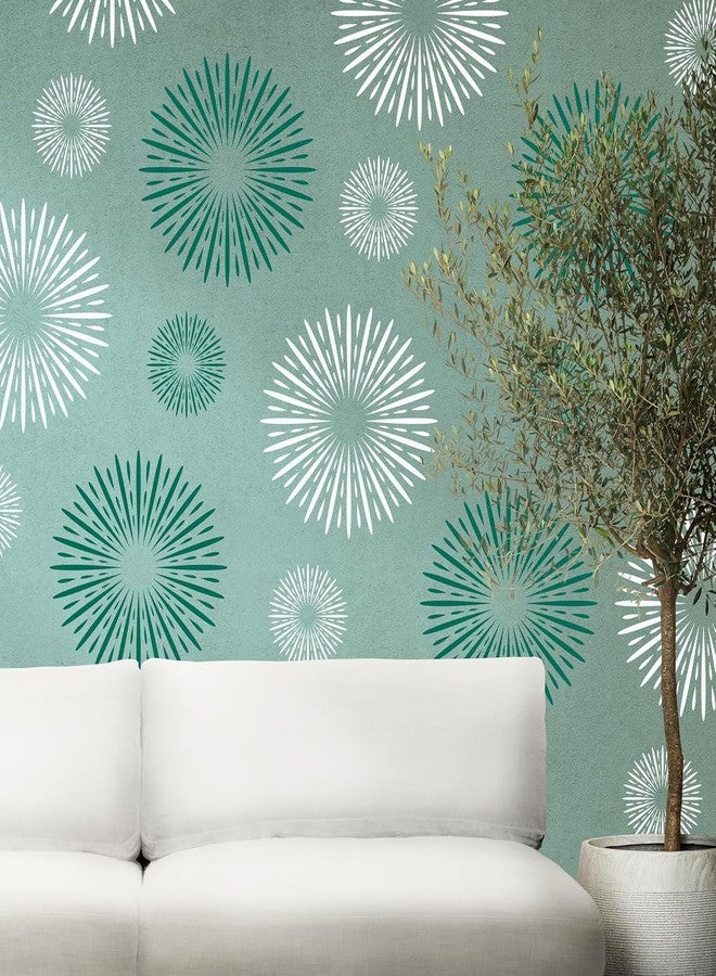 Cliths 1Pcs Wall Painting Stencil Fireworks Design DIY Template for Bedroom Living Room Home Office Walls Furniture Fabric Crafts 24x16 INCH - Image 1